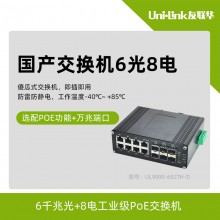 14口国产交换机 深圳友联华6千兆光+8电口工业级管理型光纤收发器