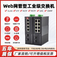web网管型千兆2光4电/8电工业级交换机支持环路预防导轨式交换机